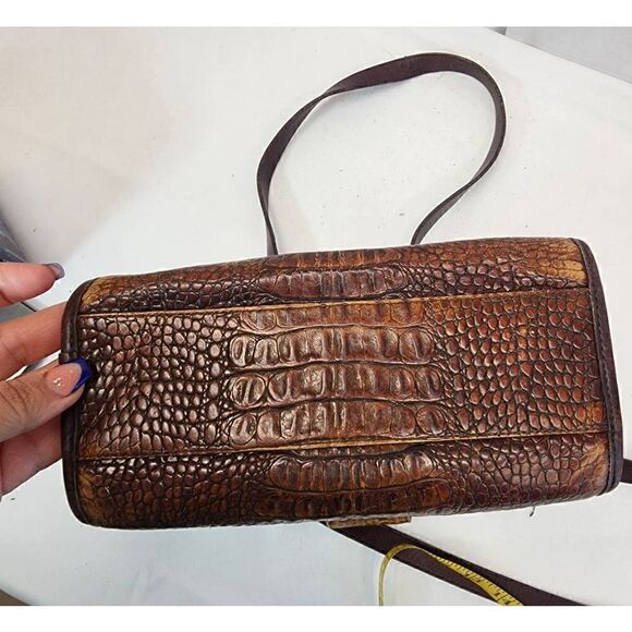 BRIGHTON Brown Crocco Embossed Strap Over Shoulder Bag - Picture 13 of 15